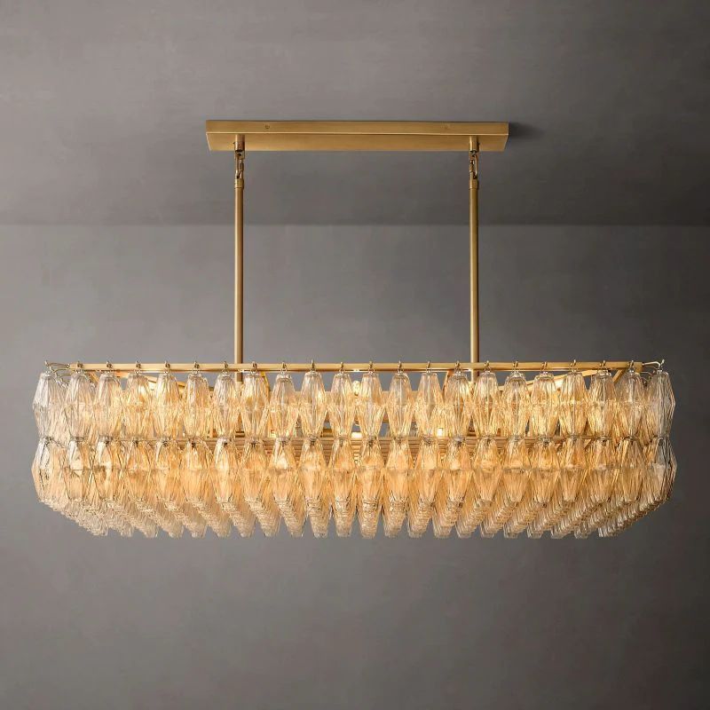 Merry Glass Rectangular Chandelier 54"