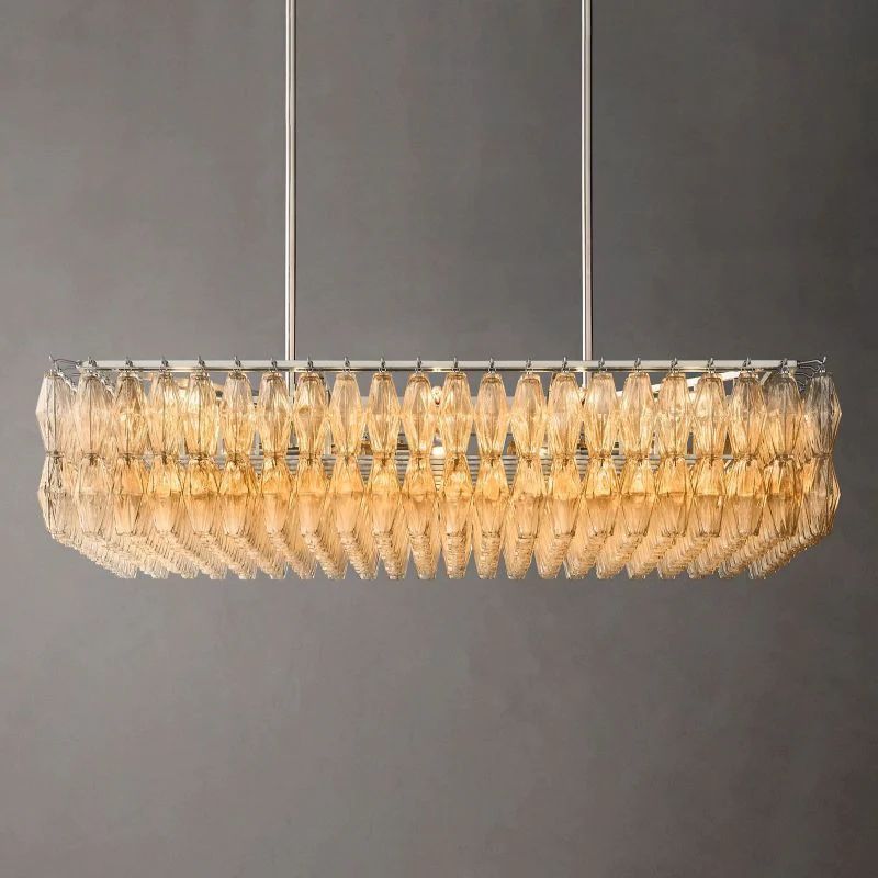 Merry Glass Rectangular Chandelier 54"