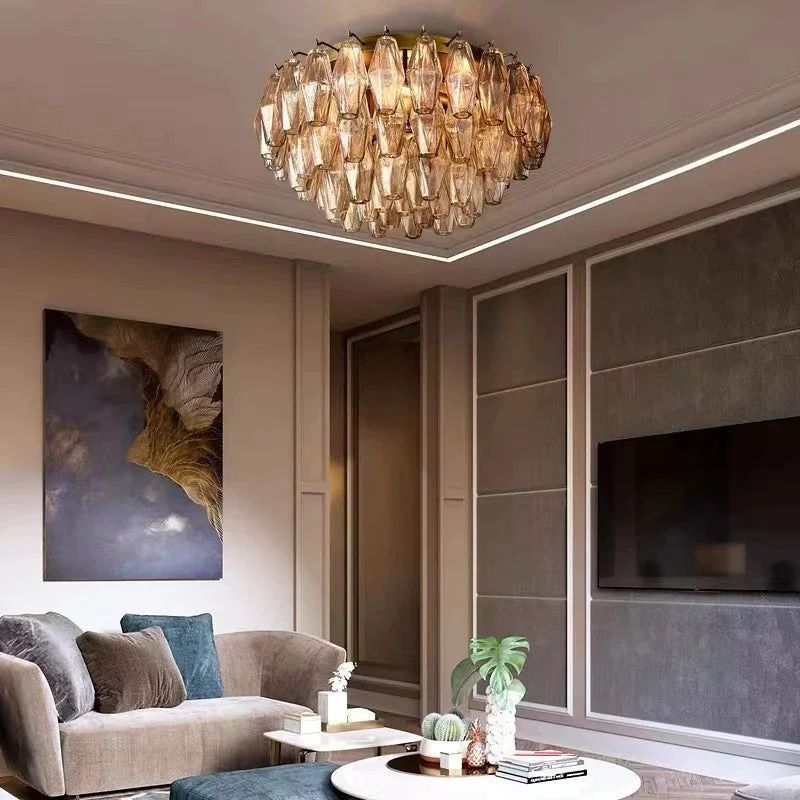 Merry Smoke Glass Flushmount 22''-Fullstarlighting