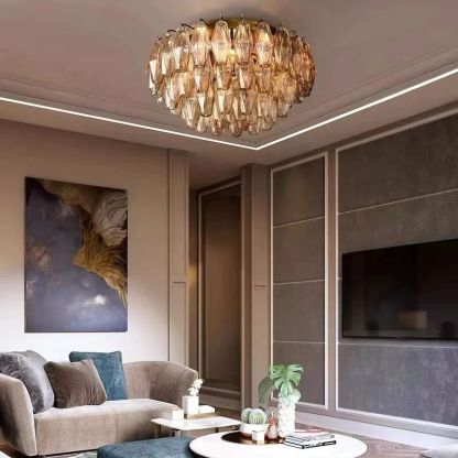 Merry Smoke Glass Flushmount 22''-Fullstarlighting