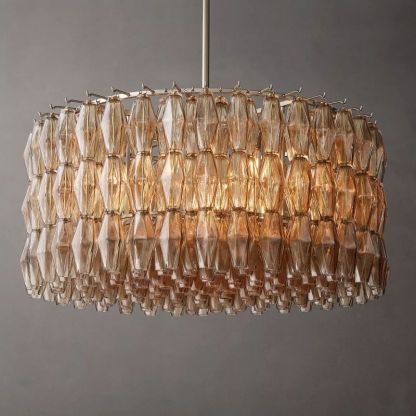 Casnelo Smoke Glass Round Chandelier 37"