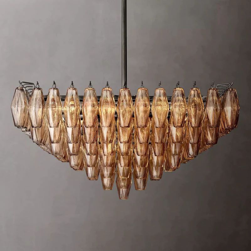 Casnelo Smoke Glass Square Chandelier 32"