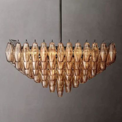 Casnelo Smoke Glass Square Chandelier 32"