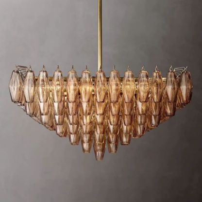 Casnelo Smoke Glass Square Chandelier 32"