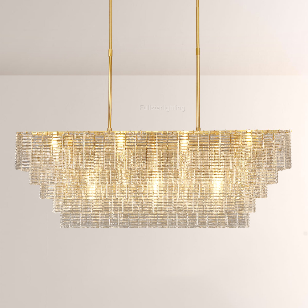 Chan Clear Rectangle Chandelier 77"