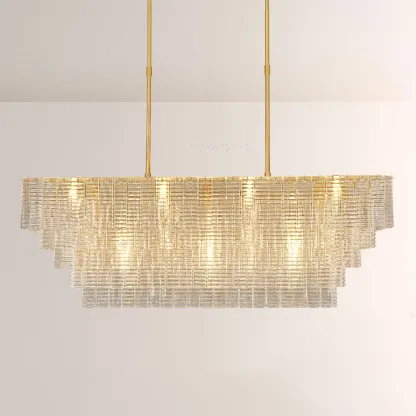 Chan Clear Rectangle Chandelier 77"