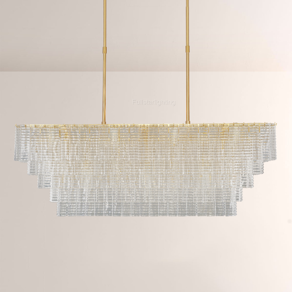 Chan Clear Rectangle Chandelier 77"