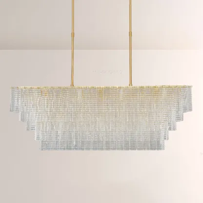 Chan Clear Rectangle Chandelier 77"