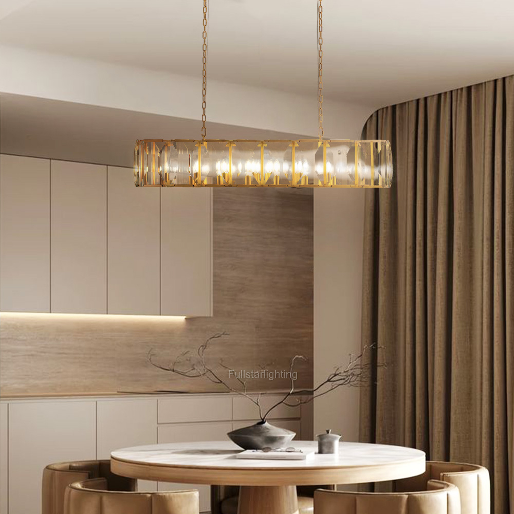 Kiko Crystal Rectangular Chandelier 54"-Fullstarlighting