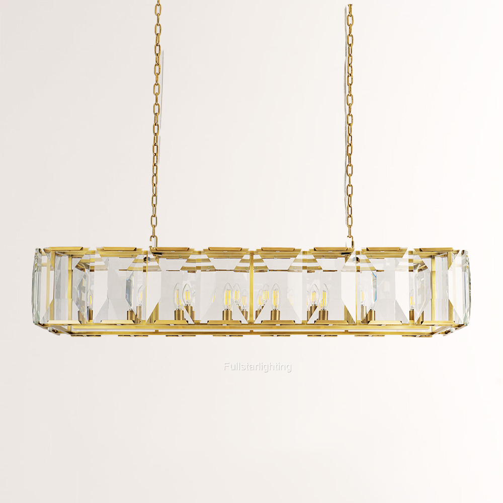 Kiko Crystal Rectangular Chandelier 54"