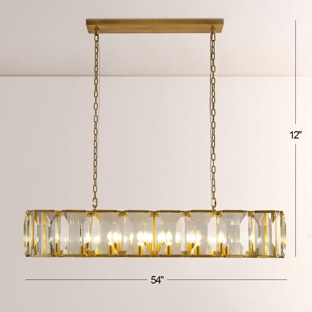 Kiko Crystal Rectangular Chandelier 54"-Fullstarlighting