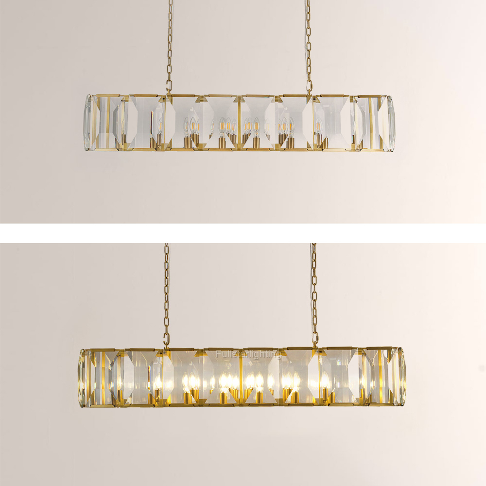 Kiko Crystal Rectangular Chandelier 54"