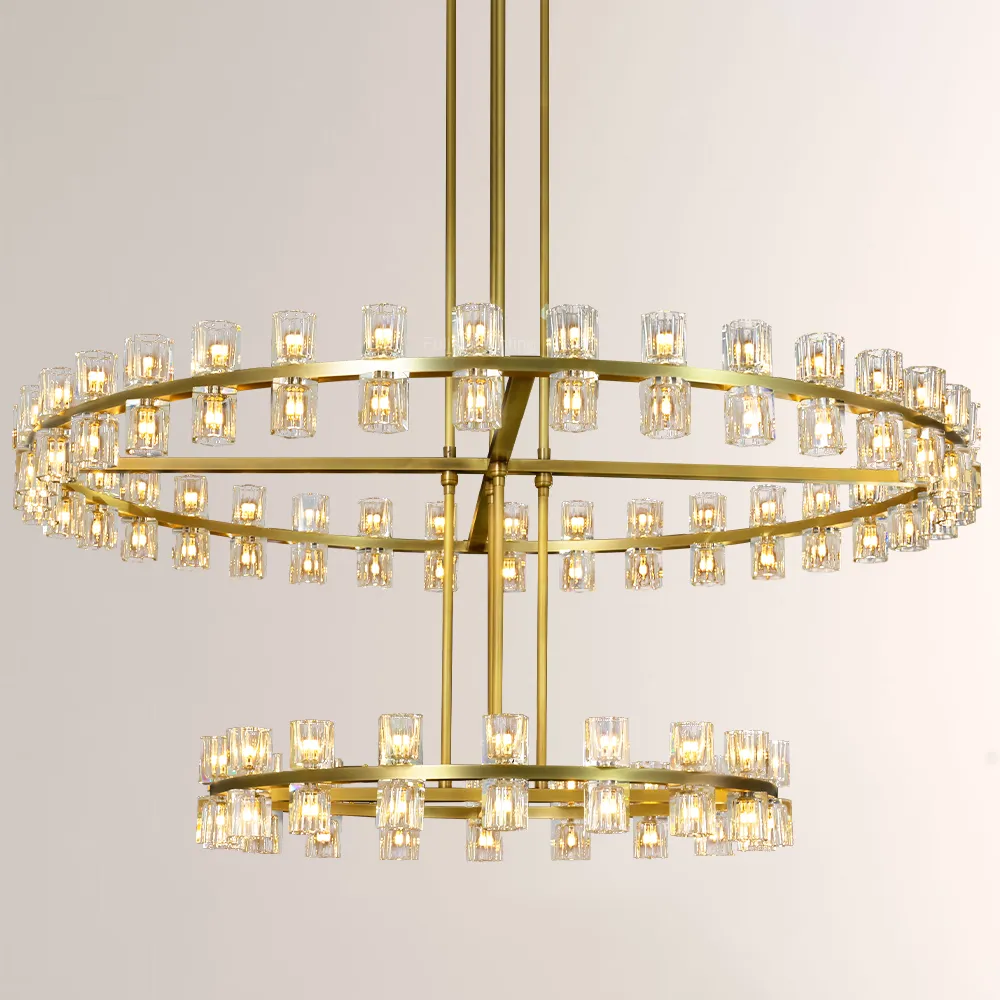 Niko Wine-Glass Round 2-Tier Chandelier 60''-Fullstarlighting