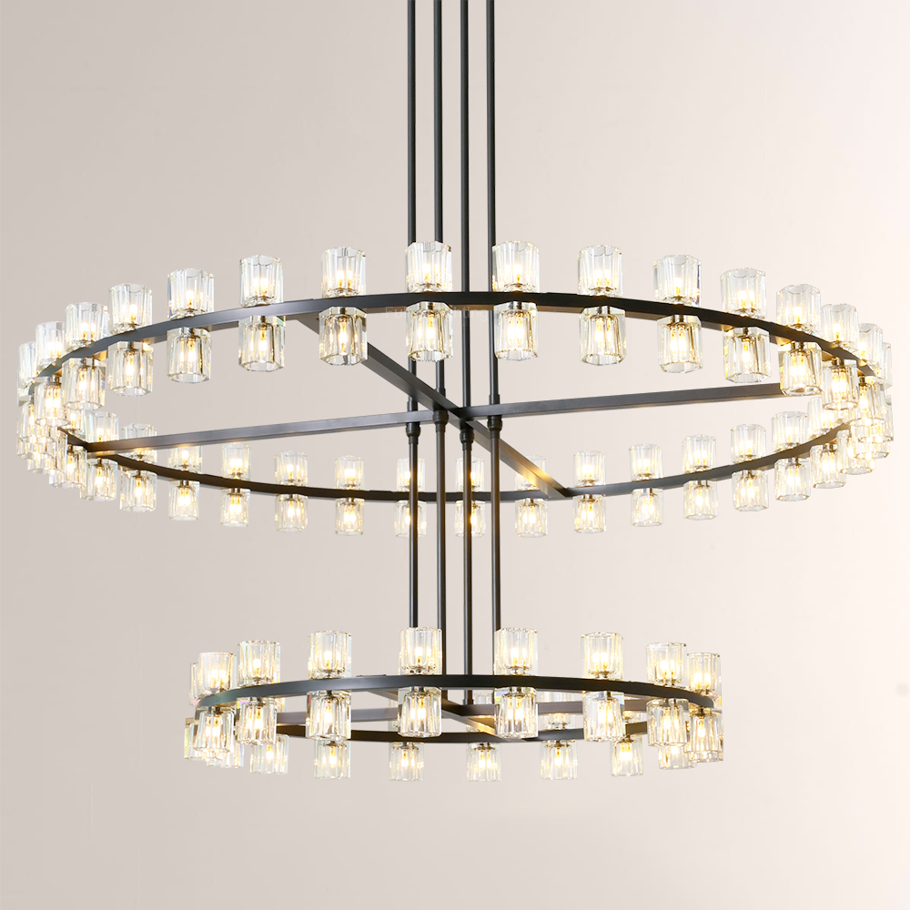 Niko Wine-Glass Round 2-Tier Chandelier 60''-Fullstarlighting