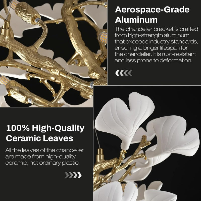 Modern Ceramic Ginkgo Leaf Branches Chandelier-Fullstarlighting