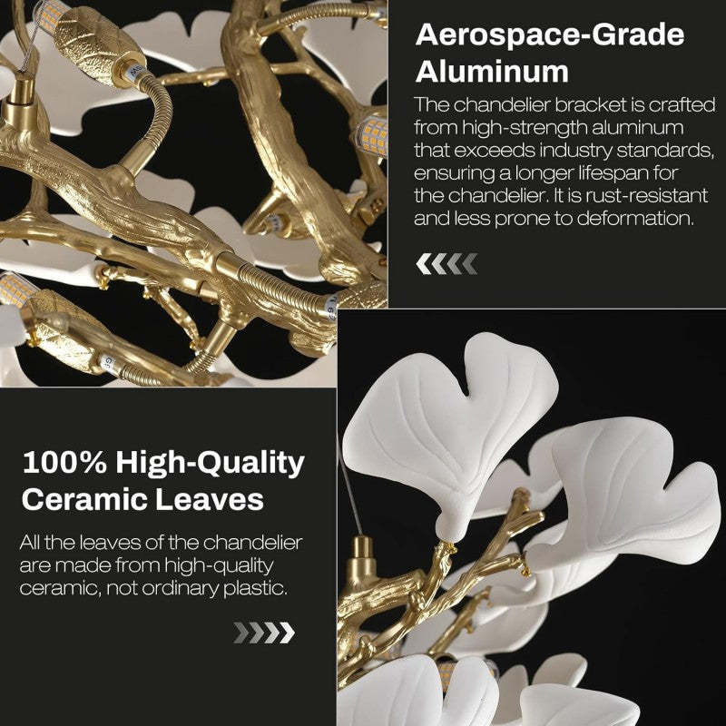 Modern Ceramic Ginkgo Leaf Branches Chandelier-Fullstarlighting