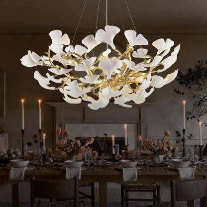 Modern Ceramic Ginkgo Leaf Branches Chandelier-Fullstarlighting