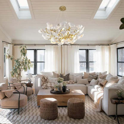 Modern Ceramic Ginkgo Leaf Branches Chandelier-Fullstarlighting