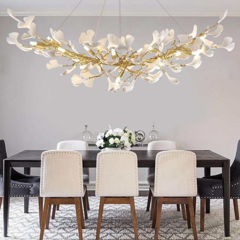 Modern Ceramic Ginkgo Leaf Branches Chandelier-Fullstarlighting