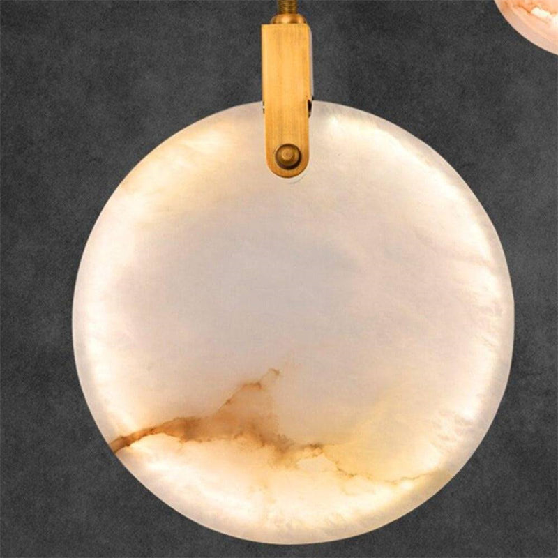 Modern Discs Alabaster Long Staircase Chandelier-Fullstarlighting