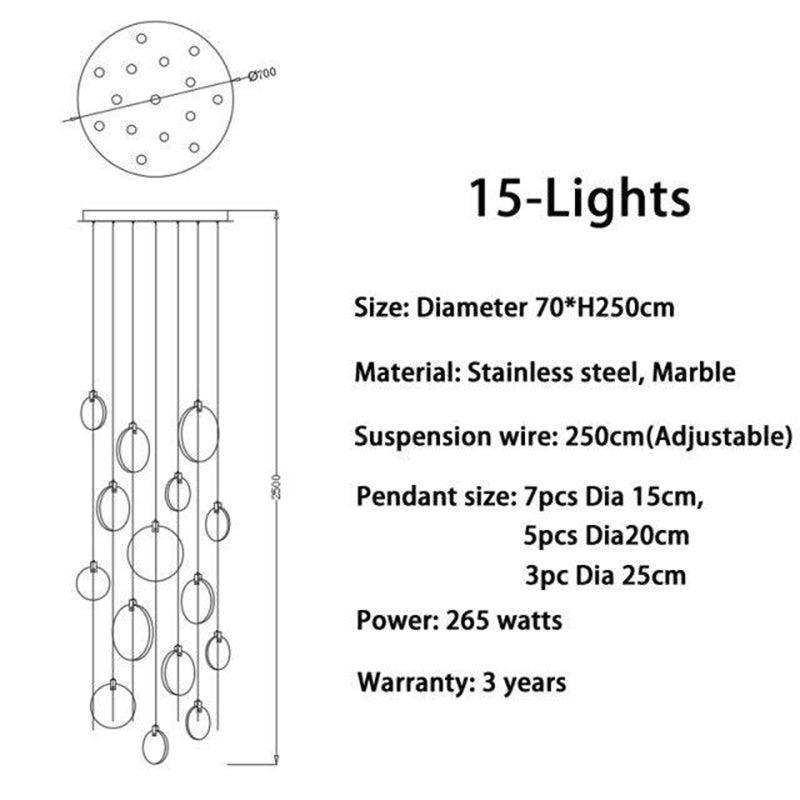 Modern Discs Alabaster Long Staircase Chandelier-Fullstarlighting
