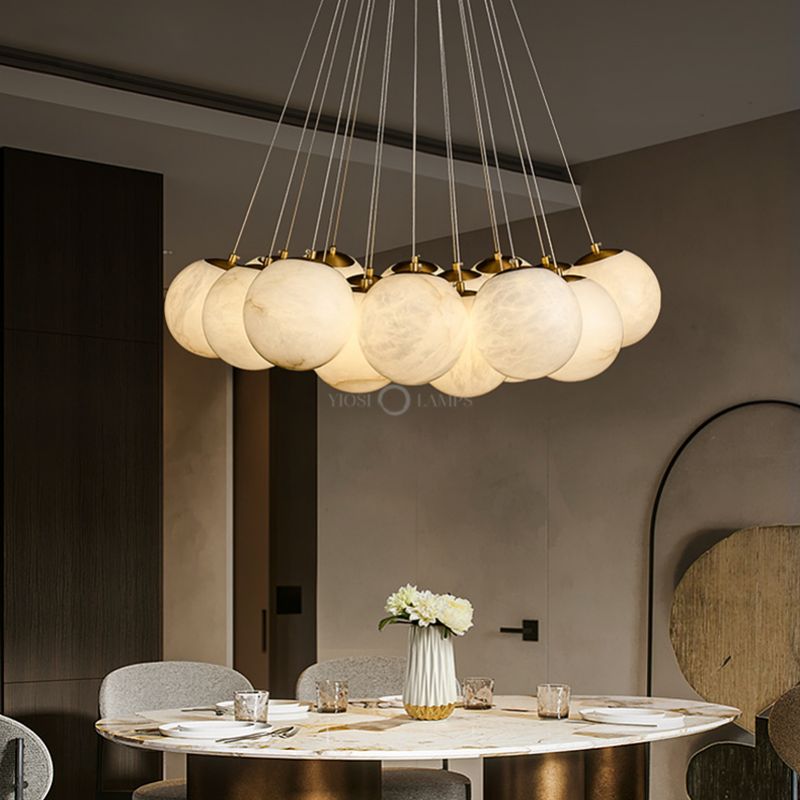 Modern Pearl Alabaster Ball Pendant Light-Fullstarlighting