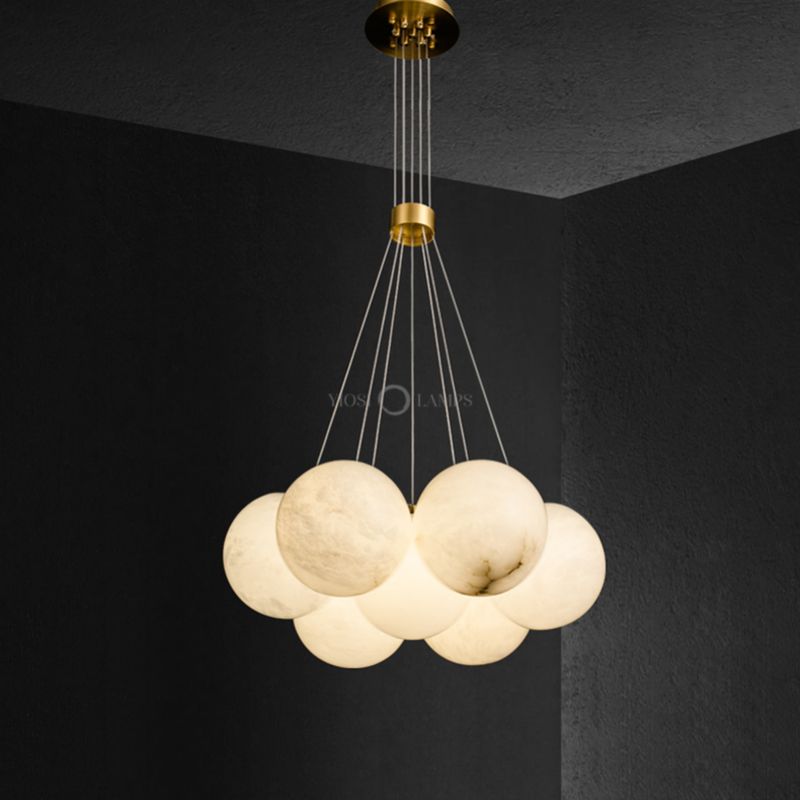 Modern Pearl Alabaster Ball Pendant Light-Fullstarlighting