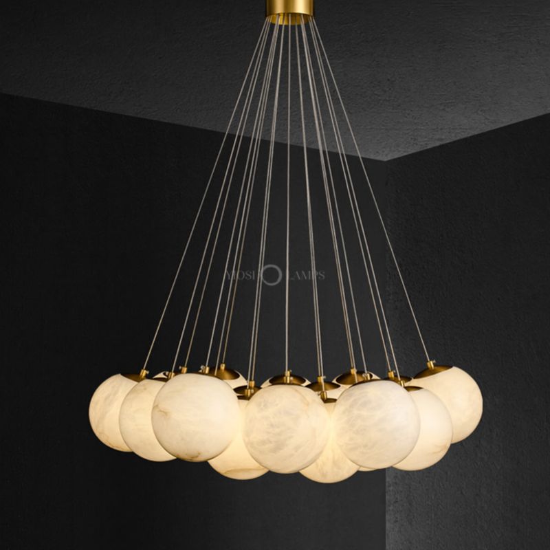 Modern Pearl Alabaster Ball Pendant Light-Fullstarlighting
