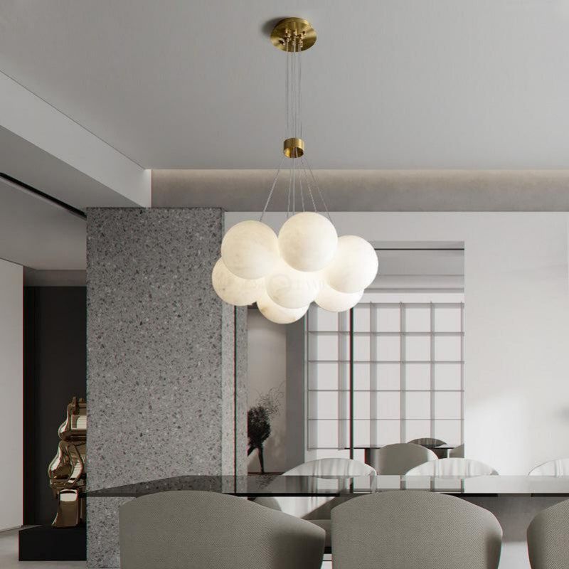 Modern Pearl Alabaster Ball Pendant Light-Fullstarlighting