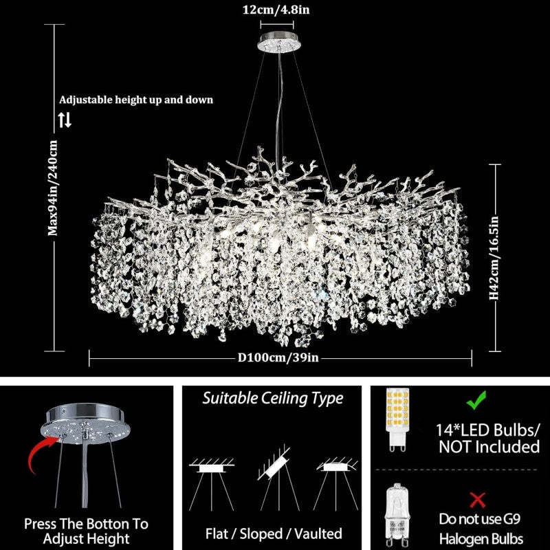 Modern Tree Branch Crystal Chandelier 55"L 30"D 40"D-Fullstarlighting