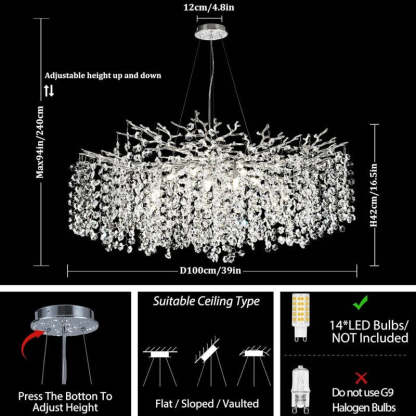 Modern Tree Branch Crystal Chandelier 55"L 30"D 40"D-Fullstarlighting
