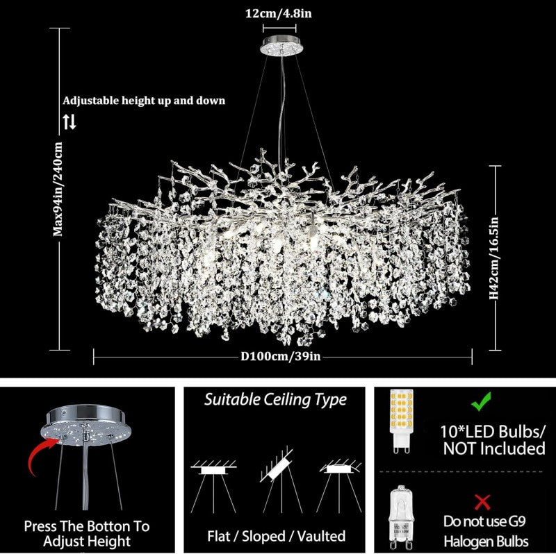 Modern Tree Branch Crystal Chandelier 55"L 30"D 40"D-Fullstarlighting