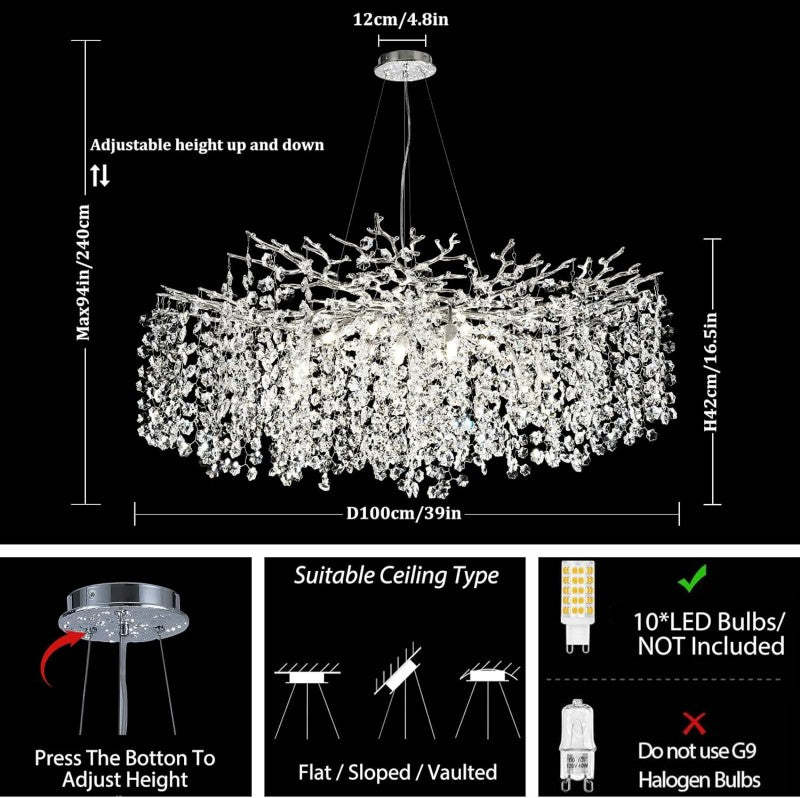 Modern Tree Branch Crystal Chandelier 55"L 30"D 40"D-Fullstarlighting