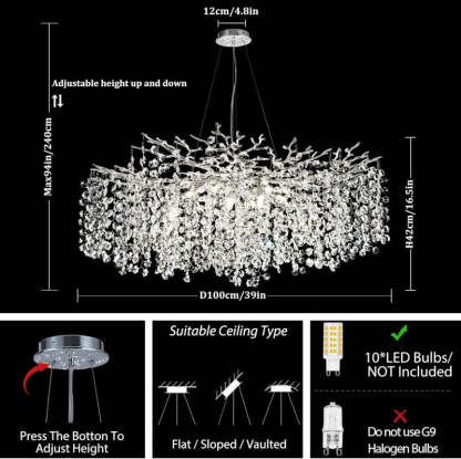 Modern Tree Branch Crystal Chandelier 55"L 30"D 40"D-Fullstarlighting