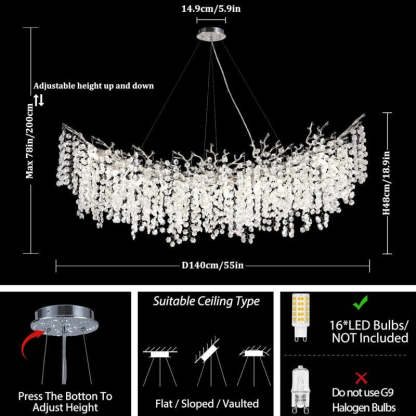 Modern Tree Branch Crystal Chandelier 55"L 30"D 40"D-Fullstarlighting