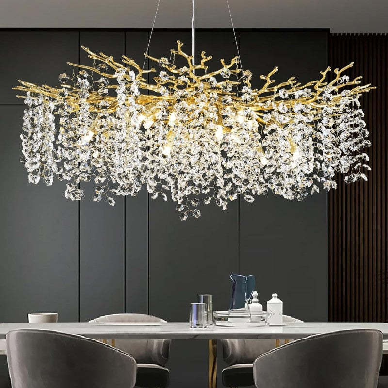 Modern Tree Branch Crystal Chandelier 55"L 30"D 40"D,Dining Room Light