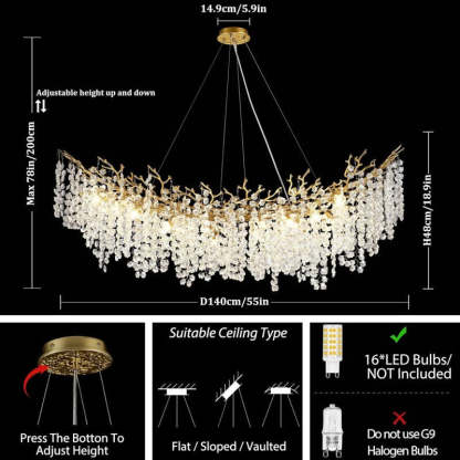 Modern Tree Branch Crystal Chandelier 55"L 30"D 40"D-Fullstarlighting