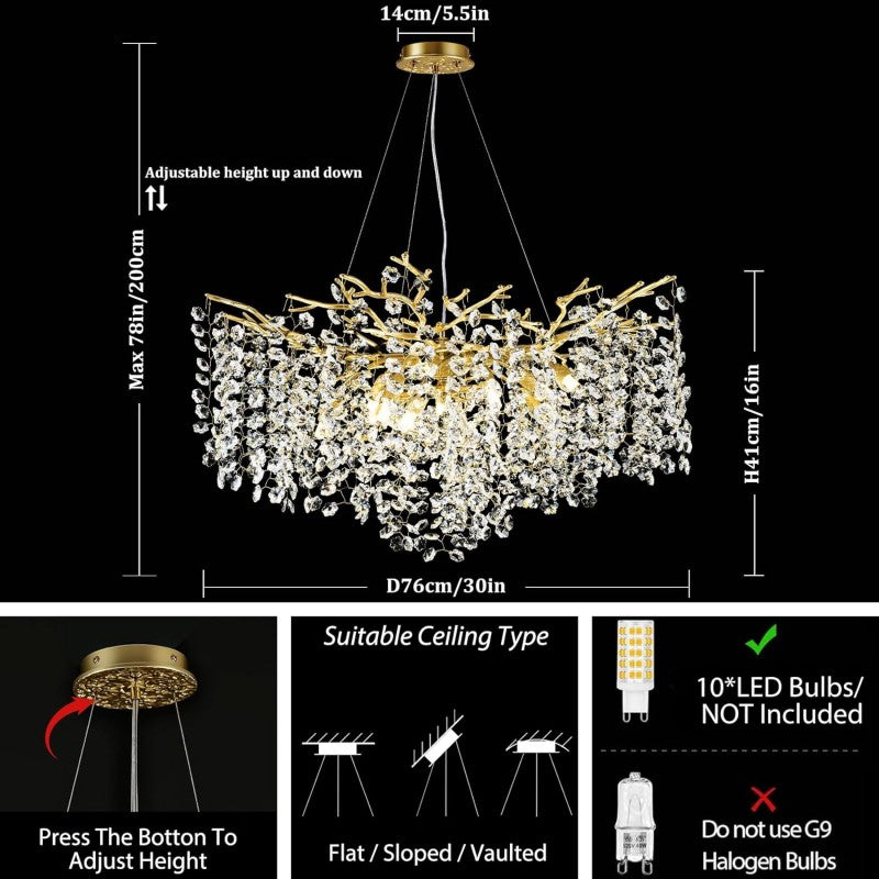 Modern Tree Branch Crystal Chandelier 55"L 30"D 40"D-Fullstarlighting