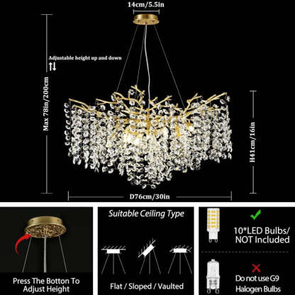 Modern Tree Branch Crystal Chandelier 55"L 30"D 40"D-Fullstarlighting