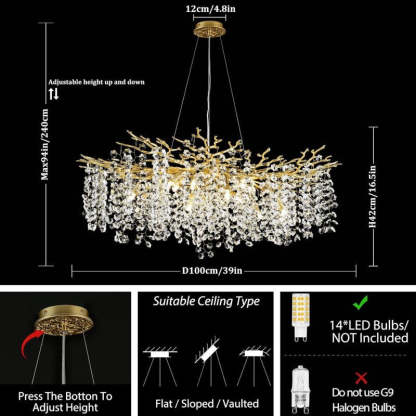Modern Tree Branch Crystal Chandelier 55"L 30"D 40"D-Fullstarlighting