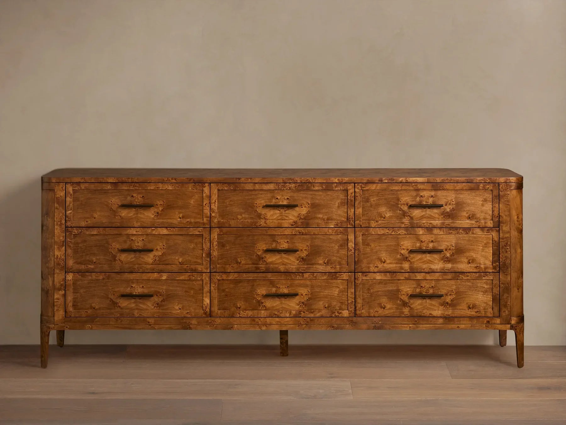 Mogadore Burl Wood Nine Drawer Dresser-Fullstarlighting