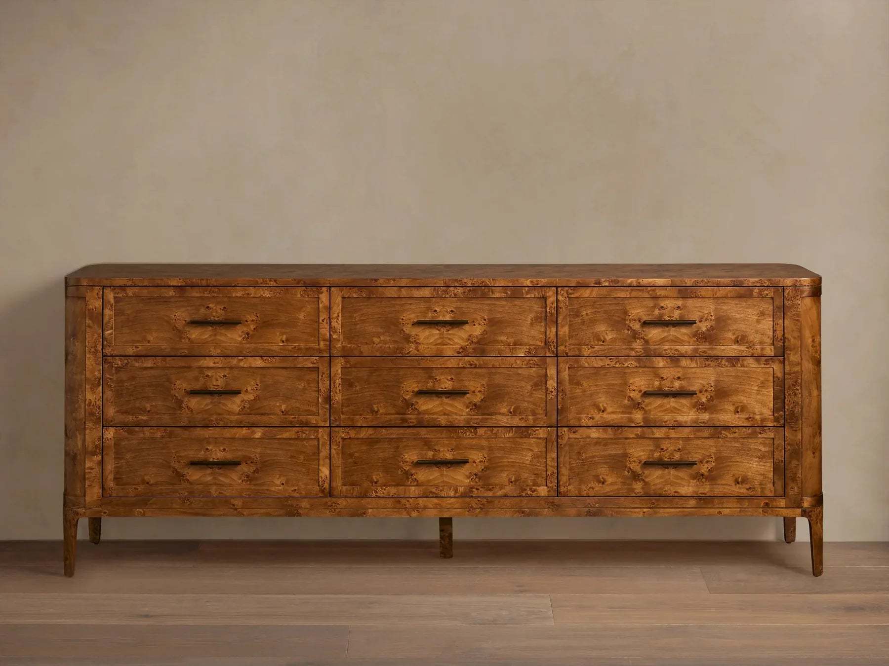 Mogadore Burl Wood Nine Drawer Dresser-Fullstarlighting