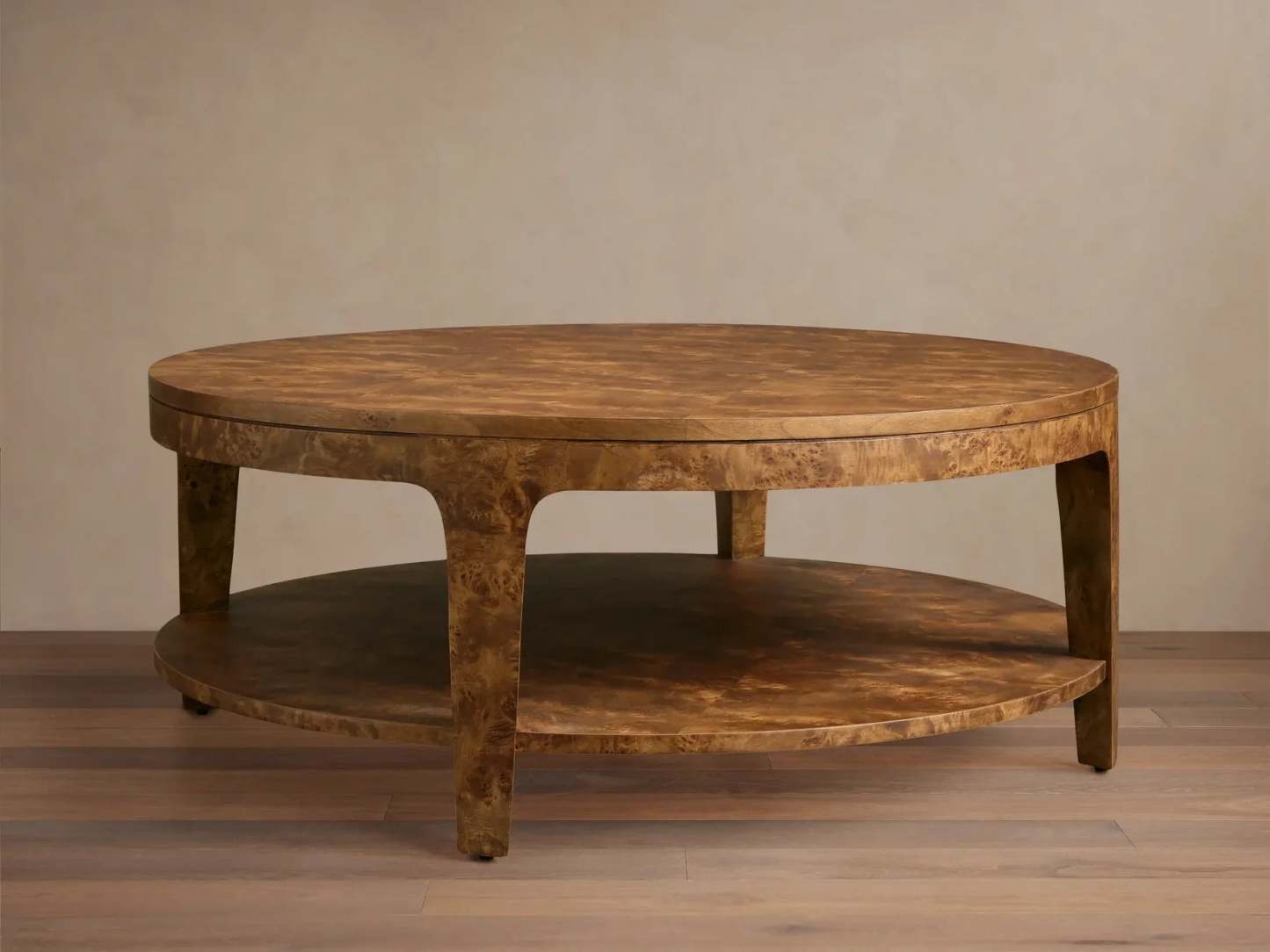 Mogadore Mappa Burl Round Coffee Table,high-end modern living room table