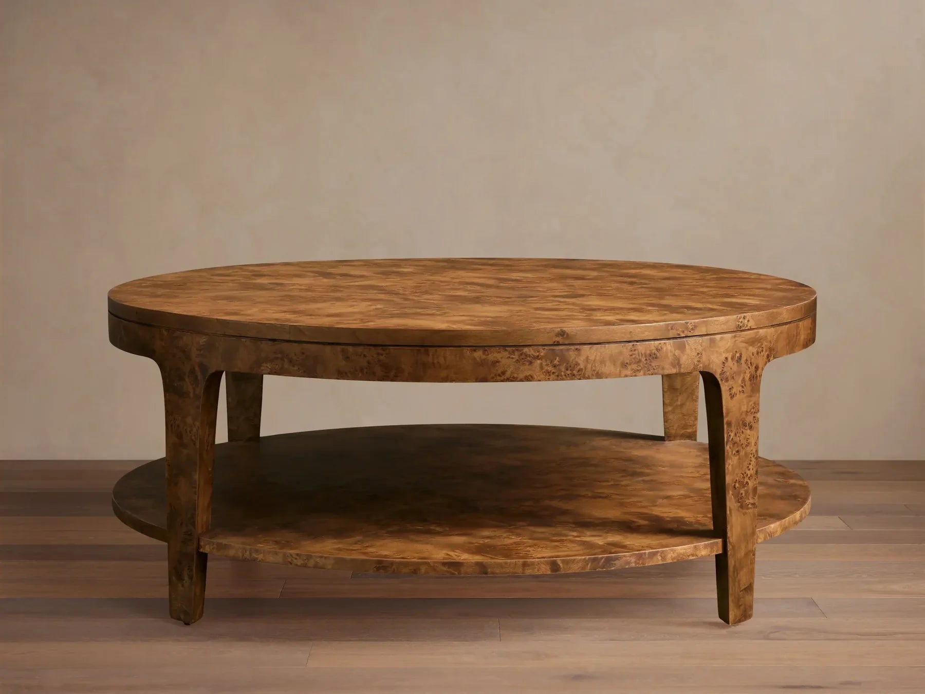 Mogadore Mappa Burl Round Coffee Table-Fullstarlighting