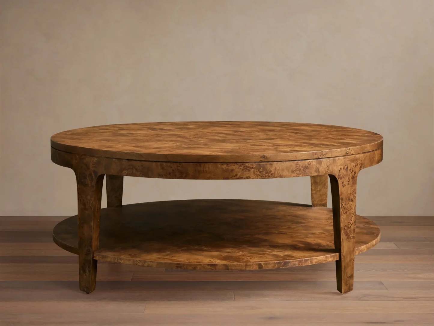 Mogadore Mappa Burl Round Coffee Table