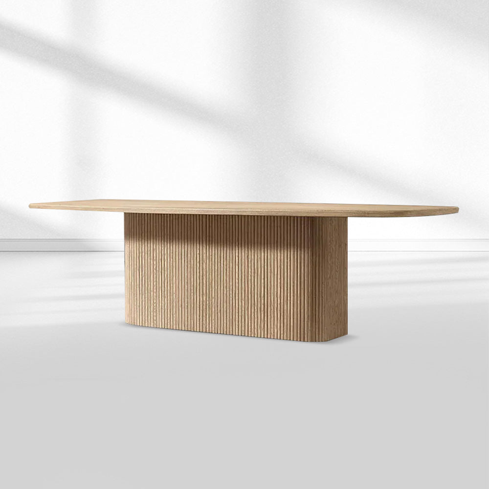 Mulholland Pedestal Rectangular Wood Dining Table
