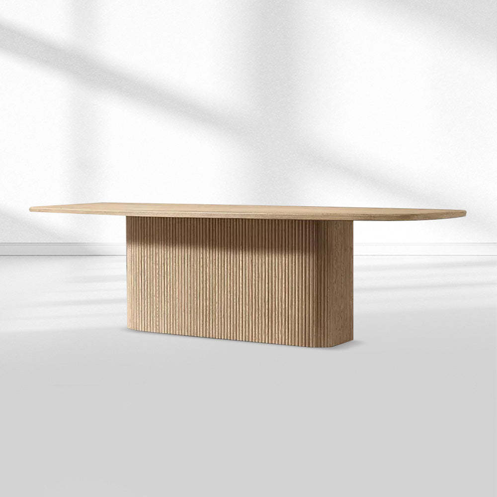 Mulholland Pedestal Rectangular Wood Dining Table-Fullstarlighting