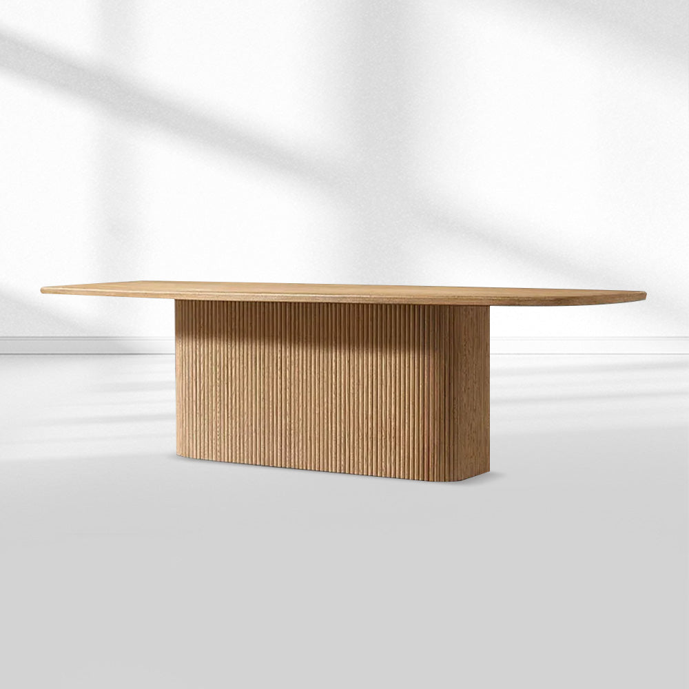 Mulholland Pedestal Rectangular Wood Dining Table-Fullstarlighting