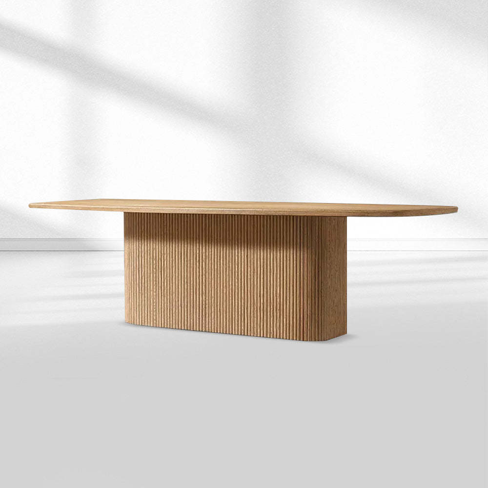 Mulholland Pedestal Rectangular Wood Dining Table-Fullstarlighting