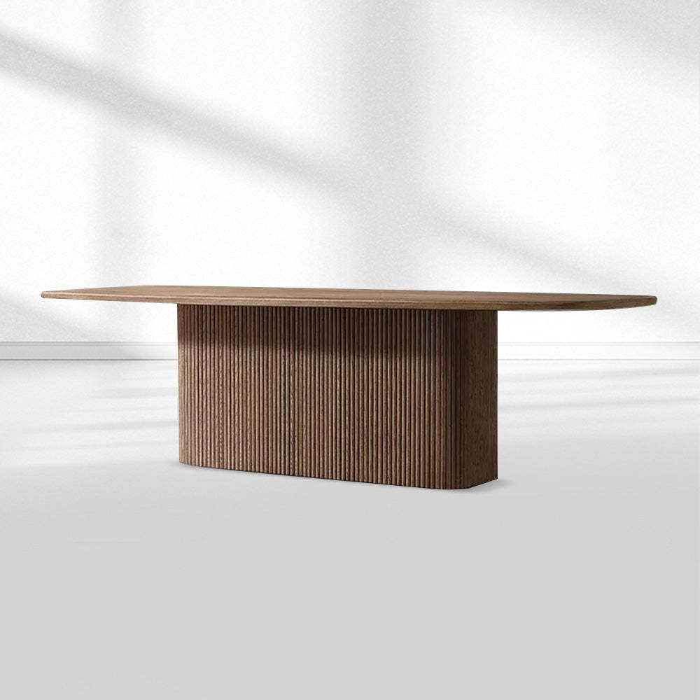 Mulholland Pedestal Rectangular Wood Dining Table-Fullstarlighting